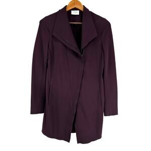 Akris Punto Waterfall Asymmetric Full Zip Purple Jacket Size 6 EUC Longline Coat
